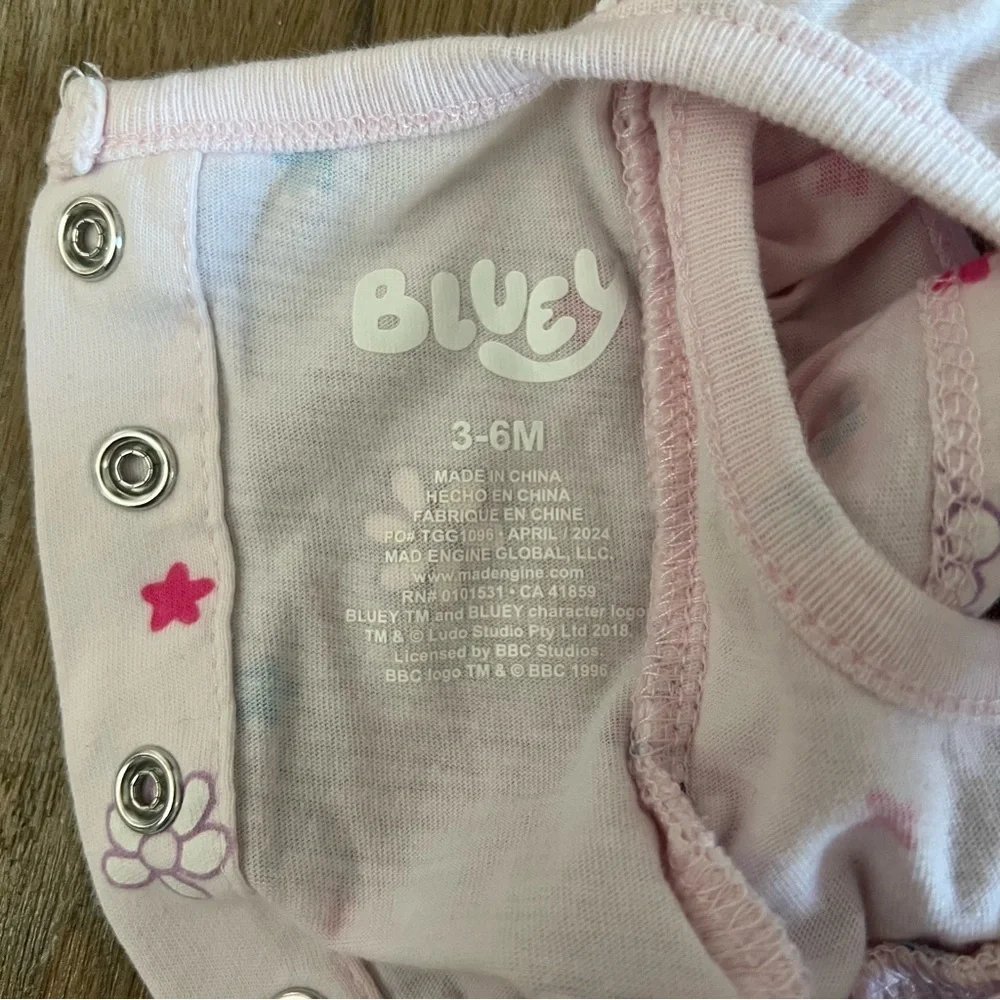 Bluey Baby Girl Ruffle Jumpsuit - Pink Floral - 3/6M - Picture 7 of 7